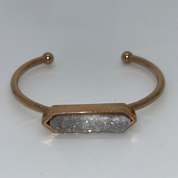 Druzy Quartz Cuff Bracelet Rose Gold-tone by Kinsley Armelle - Picture 3 of 12